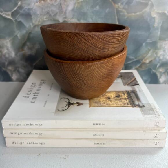 Aristocraft Quality Imports Salad Bowls Handcrafted Teakwood Round 6” Set of 2 - Picture 1 of 15